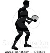 Vector Illustration of Tennis Silhouette Sport Player Guy by AtStockIllustration