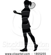 Vector Illustration of Tennis Silhouette Sport Player Lady by AtStockIllustration