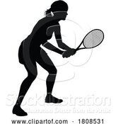 Vector Illustration of Tennis Silhouette Sport Player Lady by AtStockIllustration