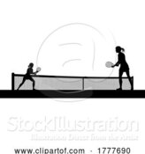 Vector Illustration of Tennis Women Playing Match Silhouette Players by AtStockIllustration