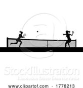 Vector Illustration of Tennis Women Playing Match Silhouette Players by AtStockIllustration