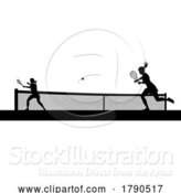 Vector Illustration of Tennis Women Playing Match Silhouette Players by AtStockIllustration