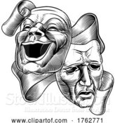 Vector Illustration of Theater or Theatre Drama Comedy and Tragedy Masks by AtStockIllustration