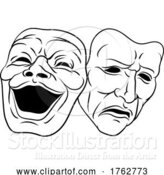 Vector Illustration of Theater or Theatre Drama Comedy and Tragedy Masks by AtStockIllustration