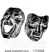 Vector Illustration of Theater or Theatre Drama Comedy and Tragedy Masks by AtStockIllustration