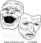 Vector Illustration of Theater or Theatre Drama Comedy and Tragedy Masks by AtStockIllustration