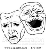 Vector Illustration of Theater or Theatre Drama Comedy and Tragedy Masks by AtStockIllustration