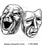 Vector Illustration of Theater or Theatre Drama Comedy and Tragedy Masks by AtStockIllustration