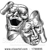 Vector Illustration of Theater or Theatre Drama Comedy and Tragedy Masks by AtStockIllustration