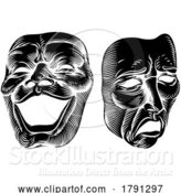 Vector Illustration of Theater or Theatre Drama Comedy and Tragedy Masks by AtStockIllustration