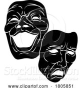 Vector Illustration of Theater or Theatre Drama Comedy and Tragedy Masks by AtStockIllustration