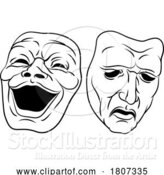 Vector Illustration of Theater or Theatre Drama Comedy and Tragedy Masks by AtStockIllustration