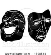 Vector Illustration of Theater or Theatre Drama Comedy and Tragedy Masks by AtStockIllustration