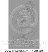 Vector Illustration of Thinker Thinking Guy Artwork Woodcut Drawing by AtStockIllustration