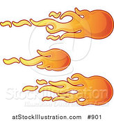 Vector Illustration of Three Flaming Fireballs Flying past by AtStockIllustration