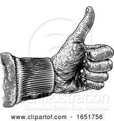 Vector Illustration of Thumb up Hand Sign Retro Vintage Woodcut by AtStockIllustration
