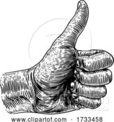 Vector Illustration of Thumb up Hand Sign Vintage Woodcut by AtStockIllustration