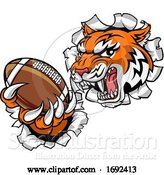 Vector Illustration of Tiger American Football Player Sports Mascot by AtStockIllustration