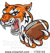 Vector Illustration of Tiger American Football Player Sports Mascot by AtStockIllustration