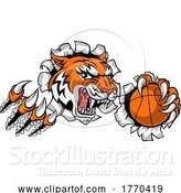 Vector Illustration of Tiger Baketball Player Animal Sports Mascot by AtStockIllustration