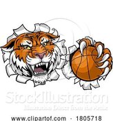 Vector Illustration of Tiger Basketball Ball Animal Sports Team Mascot by AtStockIllustration