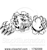 Vector Illustration of Tiger Bowling Player Animal Sports Mascot by AtStockIllustration