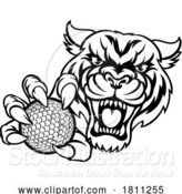 Vector Illustration of Tiger Cat Animal Sports Golf Ball Mascot by AtStockIllustration