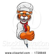 Vector Illustration of Tiger Chef Mascot Sign Character by AtStockIllustration