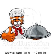 Vector Illustration of Tiger Chef Mascot Sign Character by AtStockIllustration