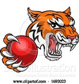 Vector Illustration of Tiger Cricket Player Animal Sports Mascot by AtStockIllustration