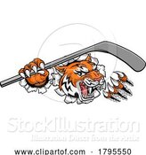 Vector Illustration of Tiger Ice Hockey Player Animal Sports Mascot by AtStockIllustration