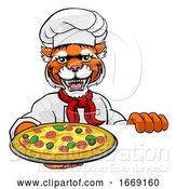 Vector Illustration of Tiger Pizza Chef Restaurant Mascot Sign by AtStockIllustration