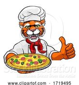 Vector Illustration of Tiger Pizza Chef Restaurant Mascot Sign by AtStockIllustration