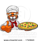 Vector Illustration of Tiger Pizza Chef Restaurant Mascot Sign by AtStockIllustration