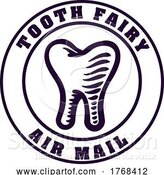 Vector Illustration of Tooth Fairy Letter Air Mail Postage Envelope Stamp by AtStockIllustration