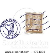 Vector Illustration of Tooth Fairy Letter Postage Postal Post Stamps by AtStockIllustration