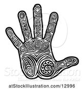 Vector Illustration of Tribal Hand in Black and White by AtStockIllustration