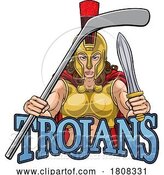 Vector Illustration of Trojan Lady Ice Hockey Sports Team Mascot by AtStockIllustration