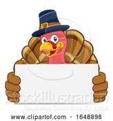 Vector Illustration of Turkey Pilgrim Hat Thanksgiving Character by AtStockIllustration
