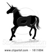 Vector Illustration of Unicorn Silhouette Horned Horse by AtStockIllustration