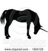 Vector Illustration of Unicorn Silhouette Horned Horse by AtStockIllustration