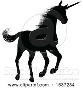 Vector Illustration of Unicorn Silhouette Horned Horse by AtStockIllustration