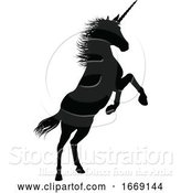 Vector Illustration of Unicorn Silhouette Horned Horse by AtStockIllustration