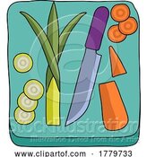 Vector Illustration of Vegetables and Knife on Chopping Cutting Board by AtStockIllustration