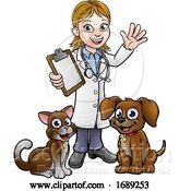 Vector Illustration of Veterinarian Character with Cat and Dog by AtStockIllustration