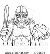 Vector Illustration of Viking Celtic Knight Basketball Warrior Lady by AtStockIllustration