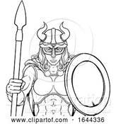 Vector Illustration of Viking Female Gladiator Warrior Lady Team Mascot by AtStockIllustration