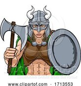 Vector Illustration of Viking Female Gladiator Warrior Lady Team Mascot by AtStockIllustration