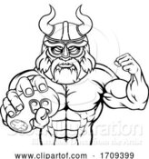 Vector Illustration of Viking Gamer Gladiator Warrior Controller Mascot by AtStockIllustration