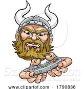 Vector Illustration of Viking Gamer Video Game Controller Mascot by AtStockIllustration